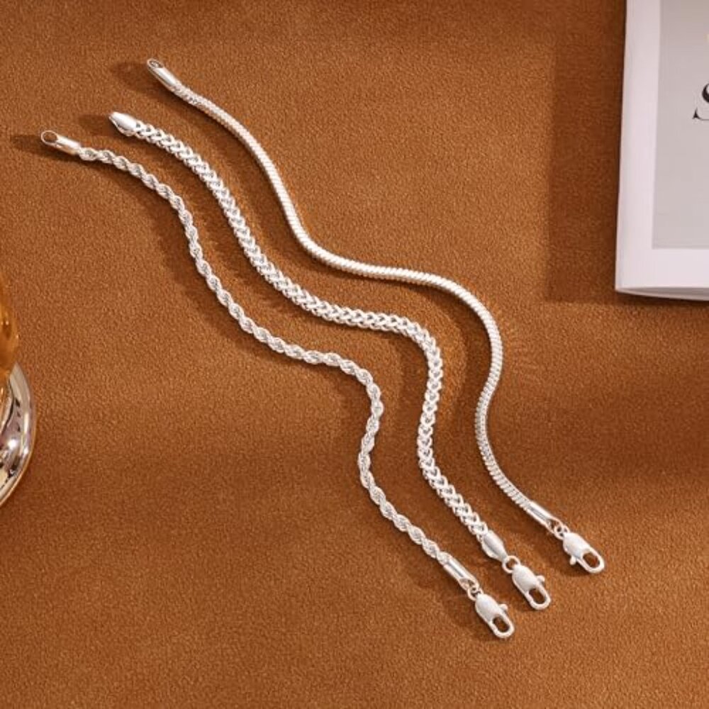 Silver Plated Stackable Bracelet Set Minimal Clas… - image 8